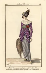 Donna in abito da tè, tubino e turbante