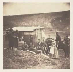 Accampamento del 4º reggimento delle Guardie dragoni, festa conviviale, francesi e inglesi