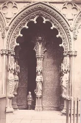 Il portico ovest, cattedrale di Litchfield, c.1858 (foto seppia)