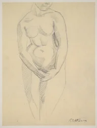 Nudo con mani incrociate