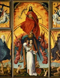 Altare del Giudizio Universale: Cristo-giudice, arcangelo Michele che pesa le anime, angeli che suonano le trombe e portano gli strumenti della Passione; Santa Maria e San Giovanni Battista (ood)
