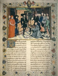 Jean Wauquelin (morto nel 1452) presenta la traduzione delle cronache di Hainaut a Filippo III di Borgogna