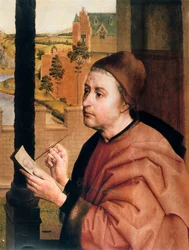 San Luca che disegna la Vergine, (dettaglio), 15° secolo