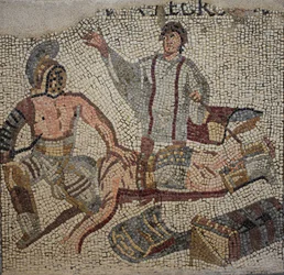 Un combattimento tra gladiatori con l