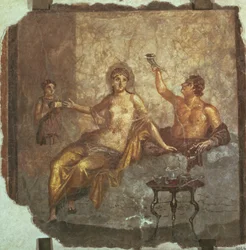 Coppia a banchetto con uno schiavo, da Ercolano, c.50-79 d.C.
