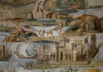 Dettaglio del mosaico nilotico di Preneste (Palestrina) dal santuario della dea Fortuna Primigenia, 80 a.C.