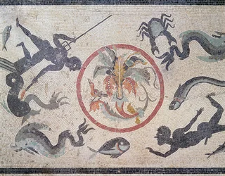 Pescatori e creature marine, I secolo d.C. (mosaico)