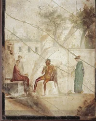 Affresco raffigurante Pan e Ninfe da Pompei, Italia
