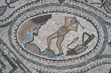 Ercole e le stalle di Augia, dal pavimento della 