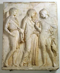 Ermes, Orfeo ed Euridice, rilievo, copia romana di un originale greco del V secolo a.C.
