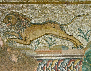 Scena di caccia (dettaglio di un leone)