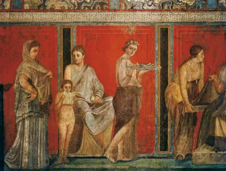 Riti di iniziazione del culto di Dioniso, affresco dalla Villa dei Misteri