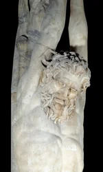 Il tormento di Marsia appeso a un tronco di pino. Dettaglio