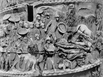 Pioggia miracolosa, dettaglio dalla colonna di Marco Aurelio, AD 180-196