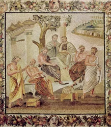 Platone che Conversa con i suoi Allievi, dalla Casa di T. Siminius, Pompei (mosaico)