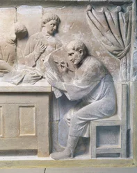 Rilievo dal mausoleo che raffigura un esattore delle tasse
