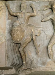 Arte romana: Ercole e il gigante a tre teste Gerione