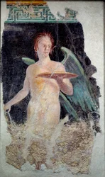 Arte romana: affresco del genio alato da Pompei - Fine del I secolo a.C.
