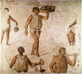 Arte romana: servi a un banchetto