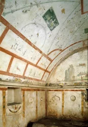 Arte romana: veduta della Tomba di Caivano. 100-150 d.C. Napoli, Museo Archeologico Nazionale