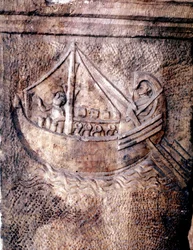 Nave da trasporto romana. Bassorilievo del II secolo d.C. Museo Nazionale Romano