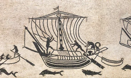 Nave che si avvicina a un porto (dettaglio)