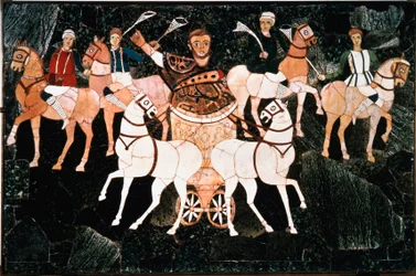 Il console romano Iulius Annius Bassus rappresentato su un quadriga (dettaglio)