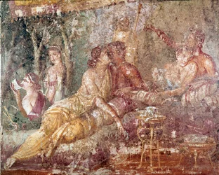 Triclinium, coppia che si bacia (affresco)