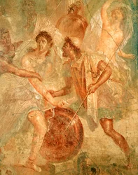 Ulisse e Diomede riconoscono Achille travestito da femmina Pirra tra le figlie di Licomede a Sciro
