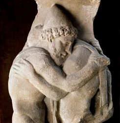 Ulisse e suo padre Laerte, re di Itaca (frammento di sarcofago in marmo, II secolo)