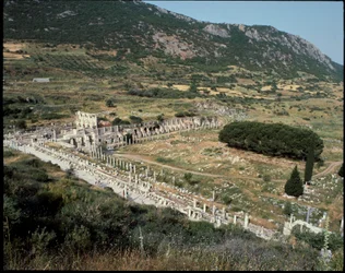 Vista della strada dei Cureti verso la biblioteca di Celso