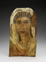 Ritratto di mummia di una giovane donna, 1-100 d.C. (legno dipinto, cera e tessuto)