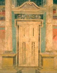 Muro di Eaco con decorazione scenografica a fresco con porta finta