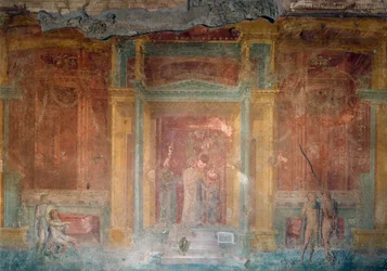 Affresco che raffigura Ifigenia in Tauride, Casa di Pinario Ceriale, Pompei (Patrimonio Mondiale Unesco), Campania, Italia, civiltà romana