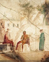 Affresco raffigurante Pan tra le Ninfe, da Pompei, Italia