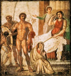 Affresco che raffigura la tortura di Issone, dalla Casa dei Vettii, Pompei, Campania