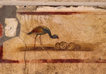 Affresco raffigurante un uccello dal peristilio nella Casa di Gaio Giulio Polibio, Pompei (Lista del Patrimonio Mondiale UNESCO)