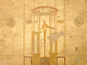Affresco raffigurante cariatide, dalla Casa degli Amanti, Pompei, Campania, Civiltà Romana