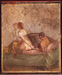 Affresco raffigurante soggetto erotico, da Pompei, Italia