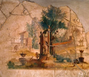 Affresco raffigurante un paesaggio, dalla Villa di Agrippa Postumo, Pompei (Lista del Patrimonio Mondiale UNESCO)