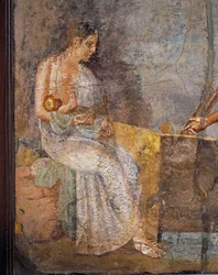 Affresco raffigurante madre che allatta il suo bambino, da Pompei