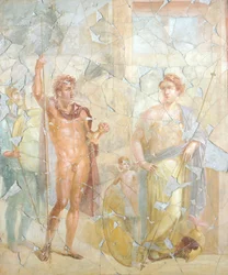 Affresco raffigurante soggetto mitologico, Casa di Fabio Rufo, Pompei, Campania, Civiltà Romana