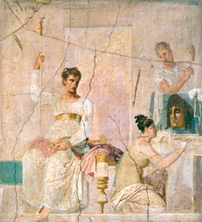 Affresco raffigurante scena teatrale, dalla Basilica di Ercolano (Lista del Patrimonio Mondiale dell