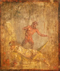 Affresco con soggetto erotico raffigurante Ninfa e Pan da Pompei