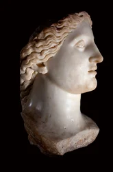 Testa della dea Giunone - Scultura in marmo bianco, periodo romano, Banasa (Marocco) - Museo di Archeologia di Rabat, Marocco