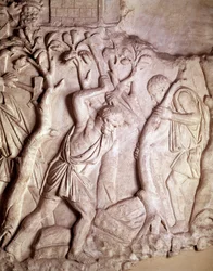 Arte romana: scena di sgombero, bassorilievo