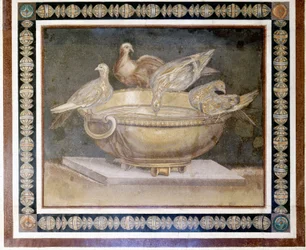 Mosaico romano rappresentante 4 colombe