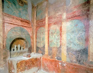 Stanza dedicata al culto domestico dei Lari, Casa di Menandro, Pompei, Campania, Civiltà Romana