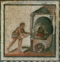 Spingere il pane nel forno (mosaico)