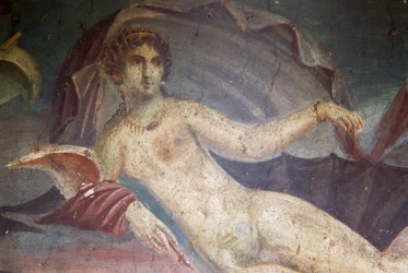 Venere nella conchiglia, dettaglio da affresco nel peristilio, Casa della Venere nella Conchiglia, Pompei (Lista del Patrimonio Mondiale UNESCO)